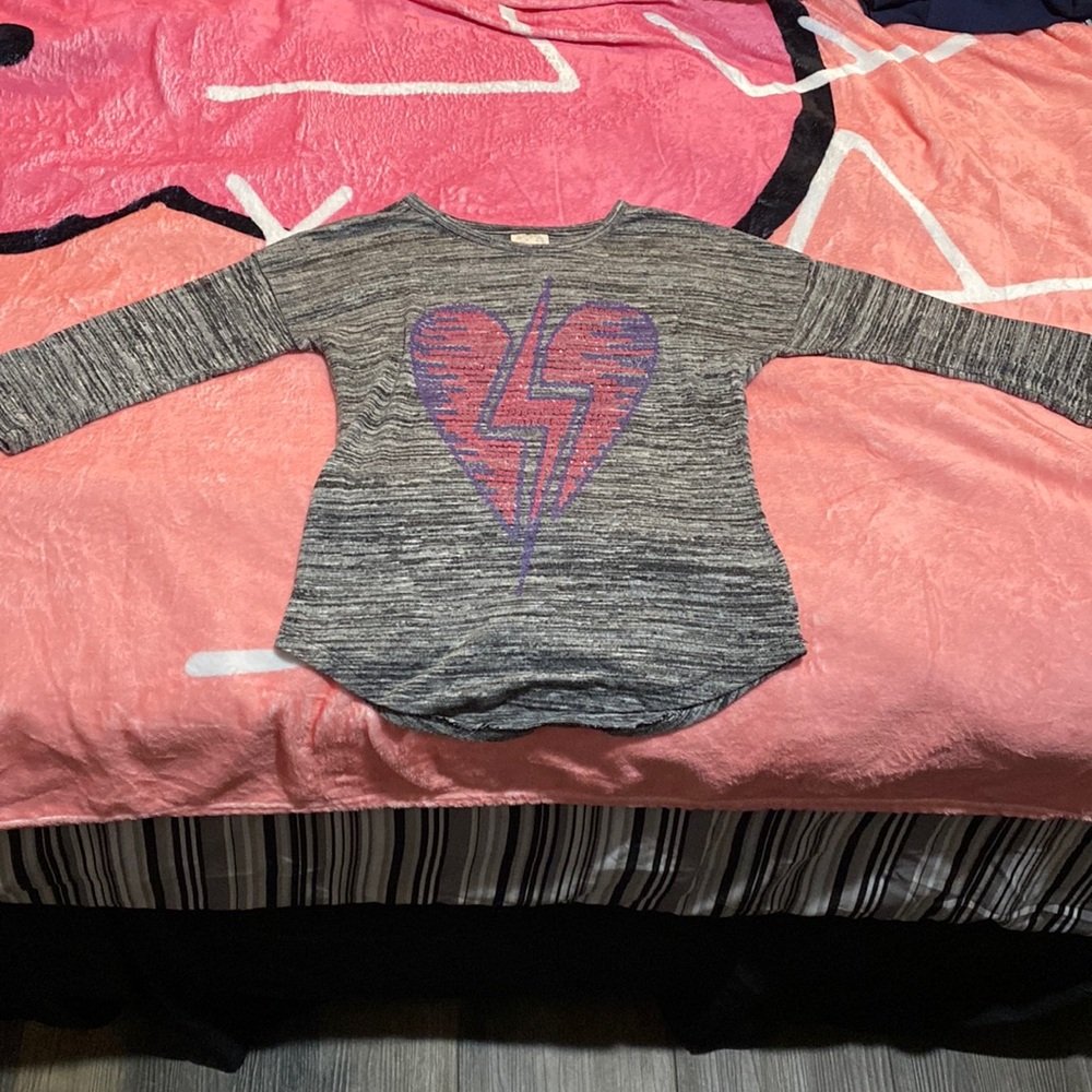 2d glittery heart Quarter-long sleeve Kids